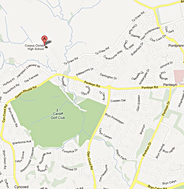 Location Map of Highfields Church Pontprennau