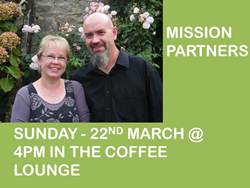 Jonathan and Amanda Hanley - Our Mission Partners based in France will be speaking about their work this Sunday, 22nd March, at 4.00 pm in the Coffee Lounge.