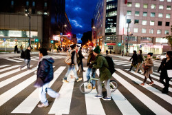 People crossing at junction